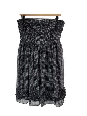 LAUREN CONRAD BLACK & WHITE PIN-DOT STRAPLESS DRESS SIZE 10